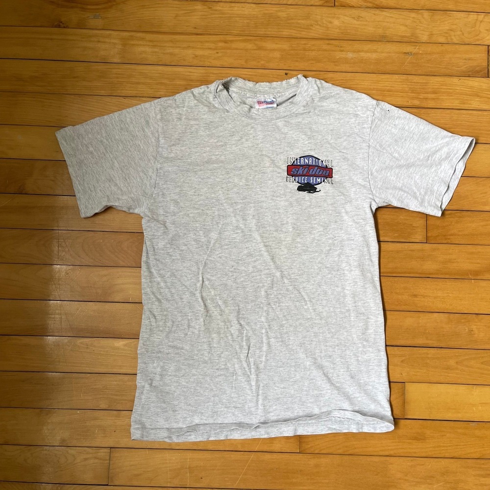 Vintage 90s Hanes Ski-Doo Expert Single Stitch T-Shirt Heather Gray Mens L